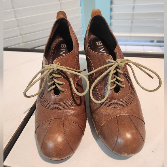 Biviel leather lace-up booties size 7 Brown 3-inch heels - Picture 7 of 10